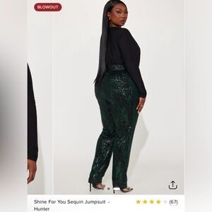 Shine For You Sequin Jumpsuit - Green